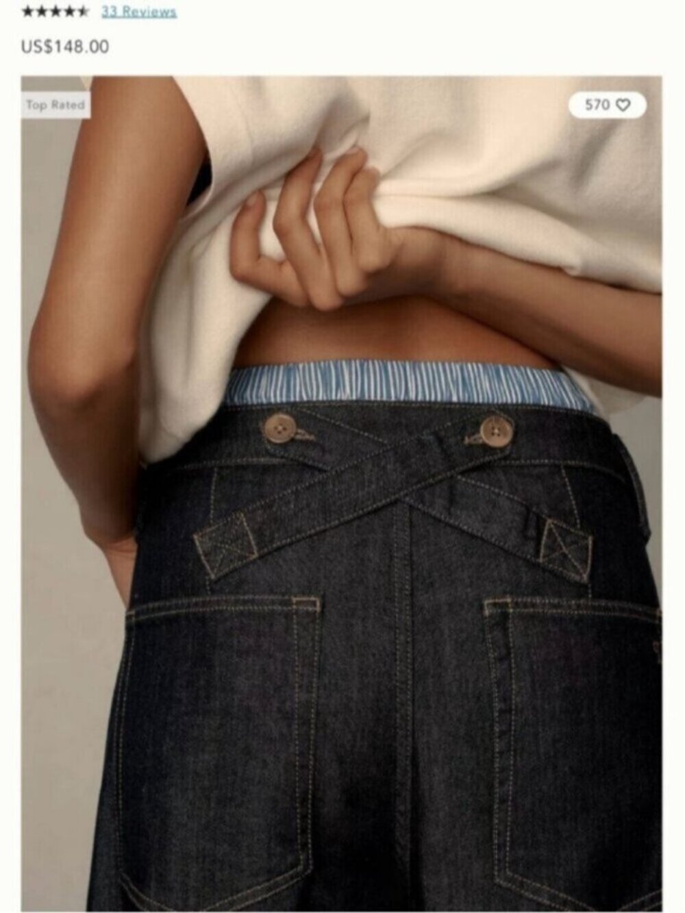 NWT Size 28 - Myra Low-Rise Tapered Jeans by Pilcro: Puddle Edition (US$ 148) - Picture 7 of 17